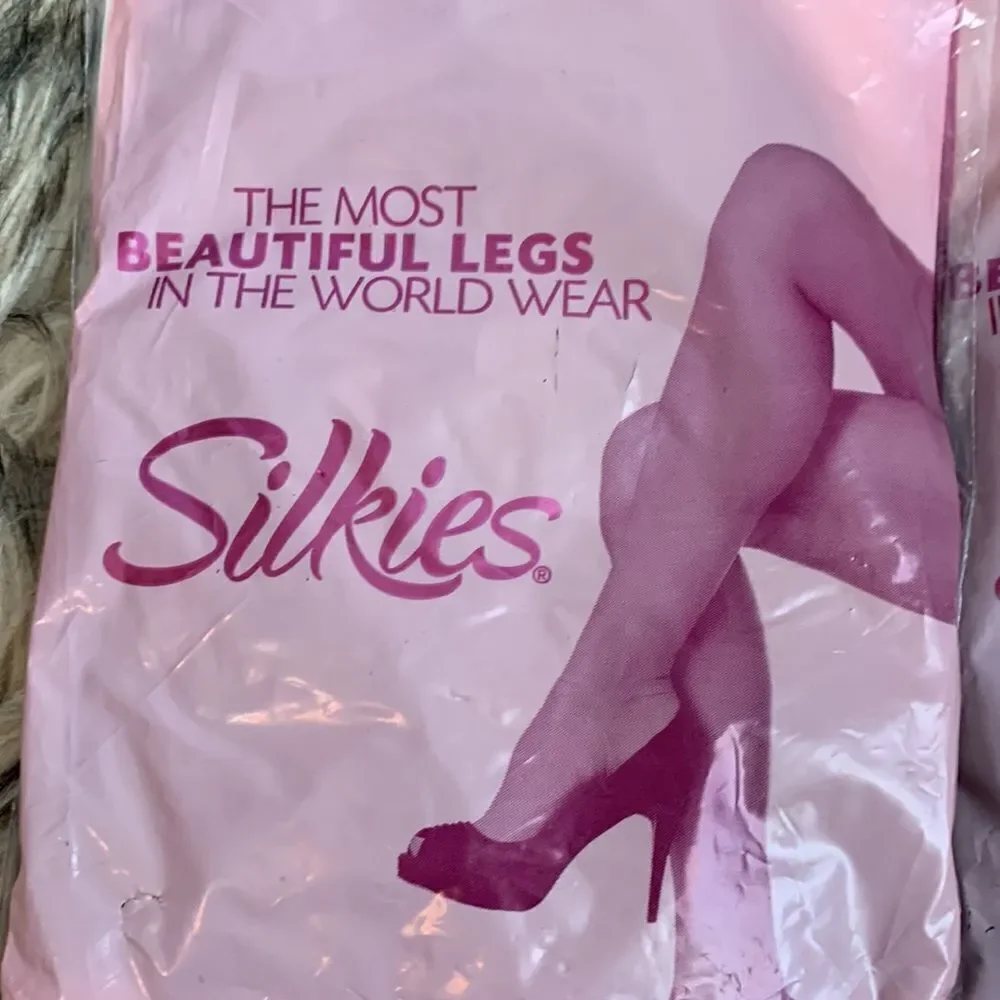 Lot of 2 Vintage Silkies Nylon Pantyhose Ultra Shapely Perfection Dark Navy